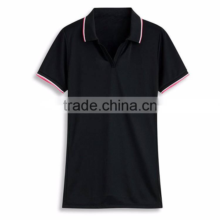 2016 Bulk Cheap Fancy Design Quick Dry Wholesale Women Golf No Button Polo Shirt