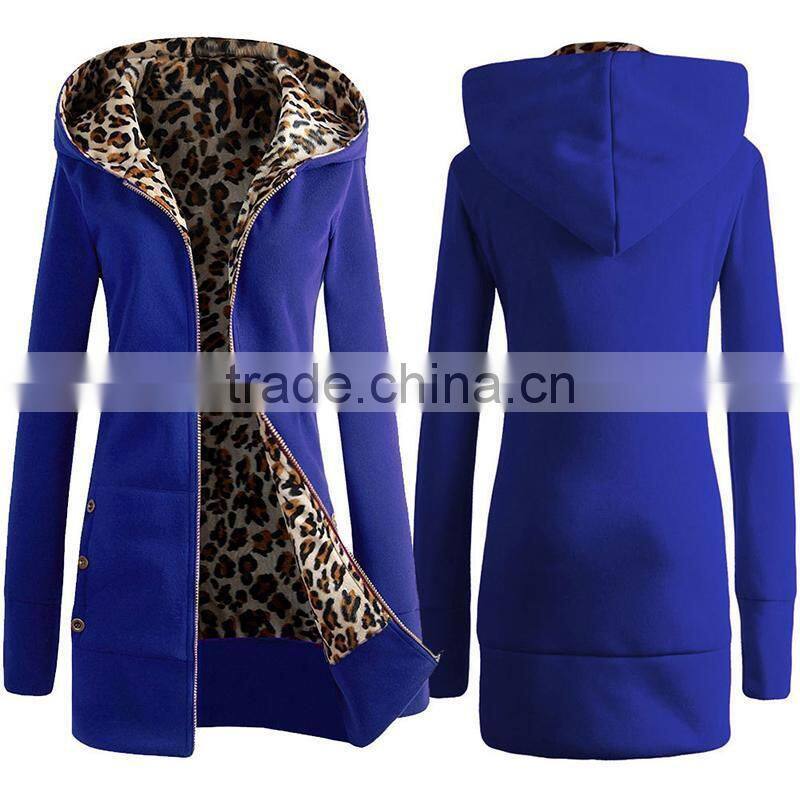 hot sale custom made latest womens brushed long warm thick winter fleece hoodies