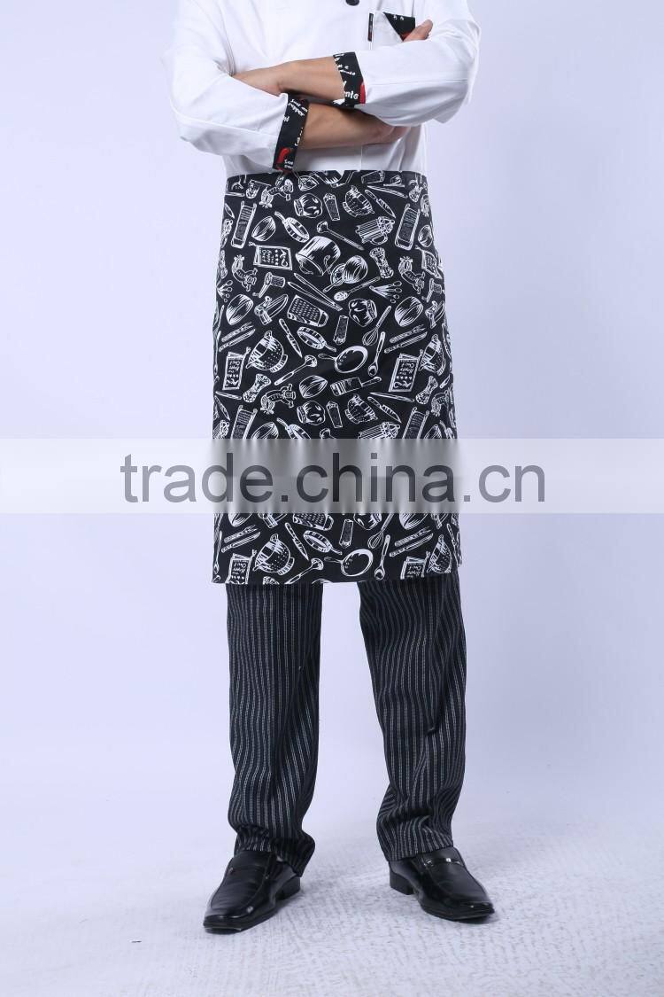 Juqian factory price cheap bulk kinds cotton kitchen hotel chef uniform apron designs