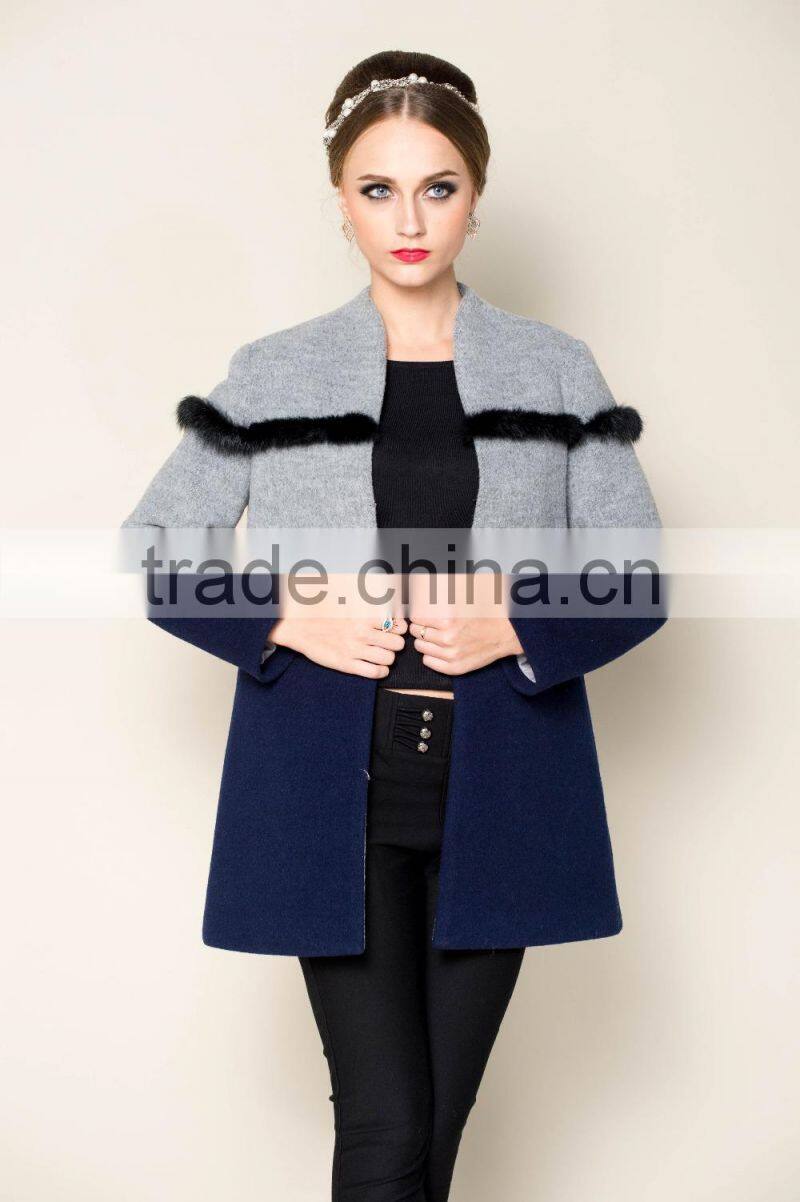 drop shipping service elegant designed winter trench coats women 2015 with decoration