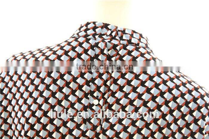 Hot sale high collar blouse design Women long Sleeves Blouse