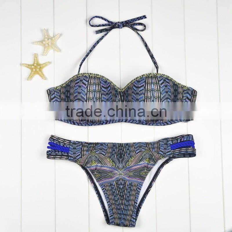 Polyester Bikini different size for choice & padded blue girls swimwear 59377