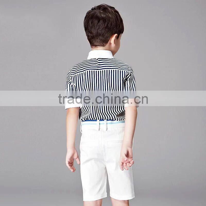 New Summer Boys Formal Clothing Set 3Pcs Boy Suit Include Tie Stripe Shirts And Shorts Fancy Children Wear B-NB-CS905-25
