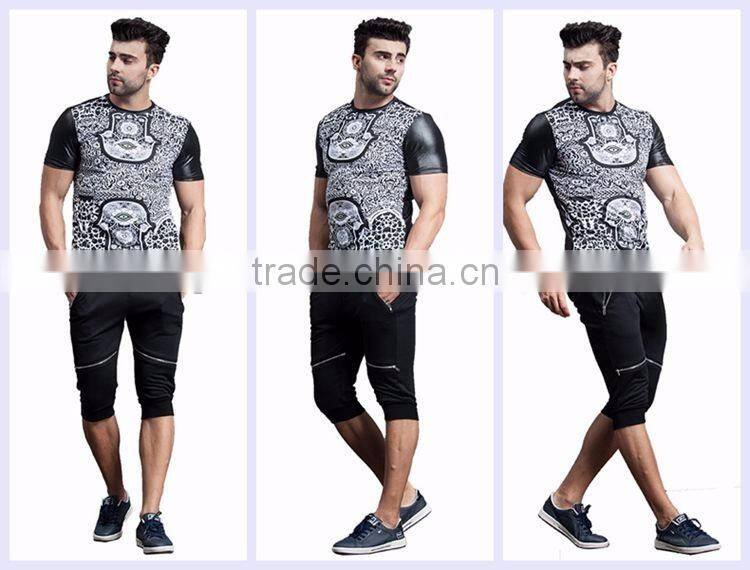2016 hot sale high quality 4 zipper design 3/4 short pants european style fashion cheap half pants for men