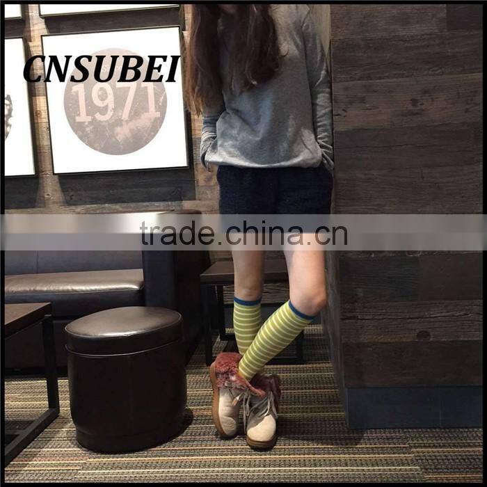 Shining japanese girl stripe jacqaurd knee high tube christmas stocking for women dress