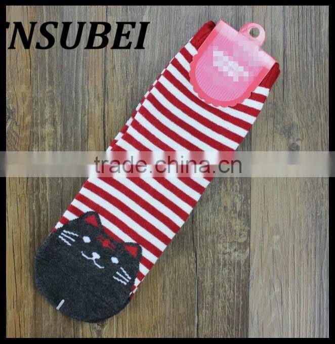 Cute teen girls socks 3D cat socks strip socks
