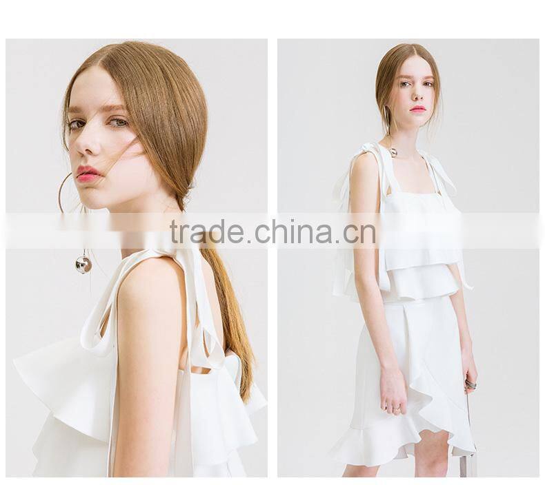2017 summer new top Couture white strapless strap all-match thin coat fashion Blouse
