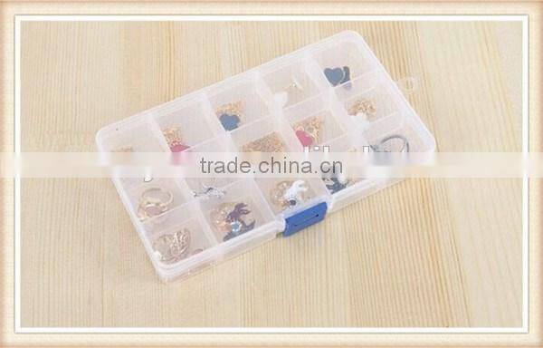 Empty 15 Compartment Plastic Clear Storage Box For Jewelry Rainbow loom bands Container Sundries Organizer