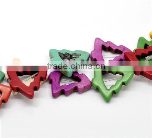 2 Strands Mixed Synthetic Howlite Turquoise Christmas Tree Loose Beads