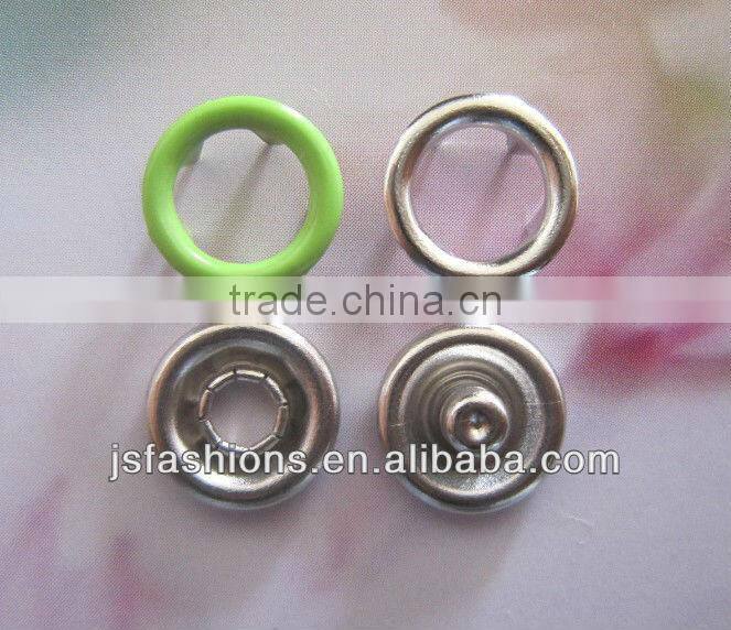 Enviromental-friendly baby Jumpsuit brass 4 part Nickel Color Ring Style Prong Snap Button 9.5mm