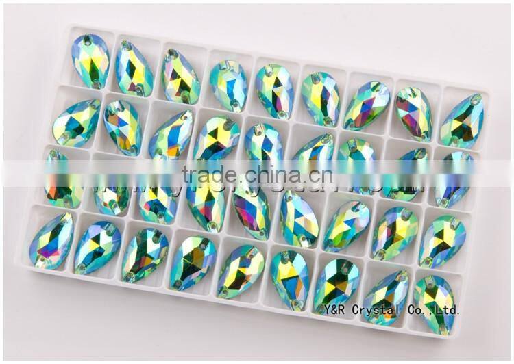 teardrop Sew on flat back sew on rhinestones beads for wedding dress