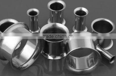 silver 316L stainless steel ear flesh tunnel paved beads rim