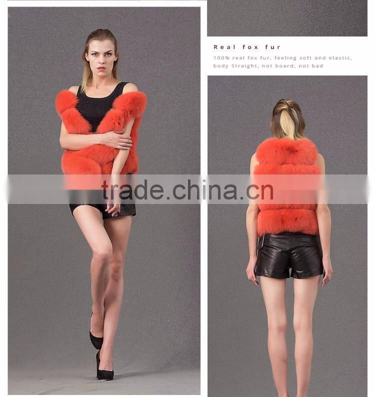 European style orange fox fur jacket for women