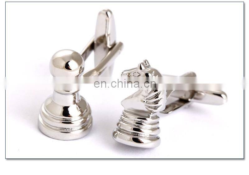 International Chess Knight and Pawn Silver Men Chess Cufflinks