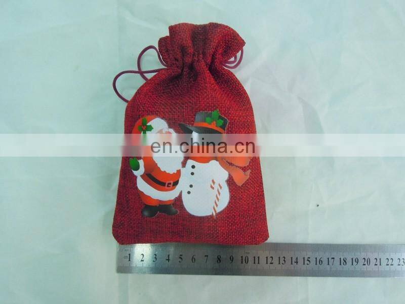 Wholesale Christmas Santa Drawstring Jute Bag for Gift