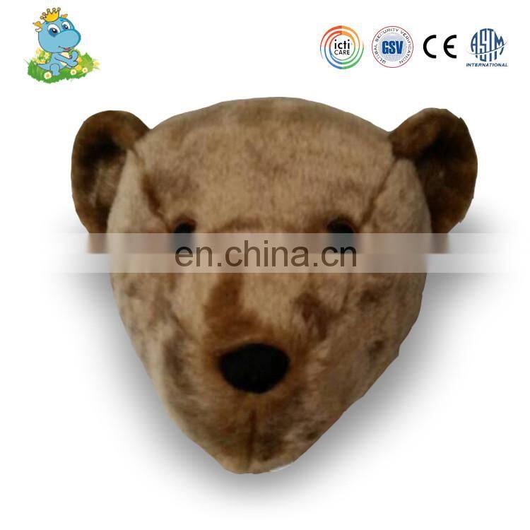 Best quality cheap price dark brown bear head shape plush toys