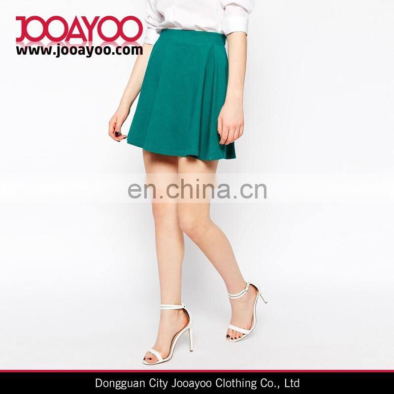 100% Cotton Ladies Custom Pure Color Highwaist Pleated Mini Skirt
