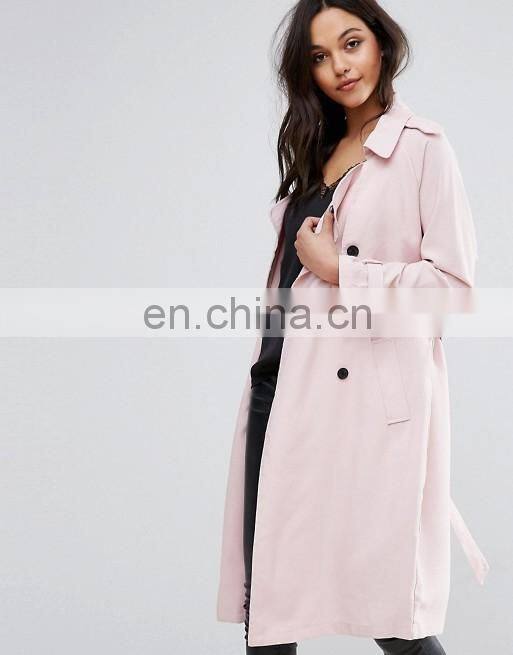 Womenv Pink Single Button ladies long Dust Coat