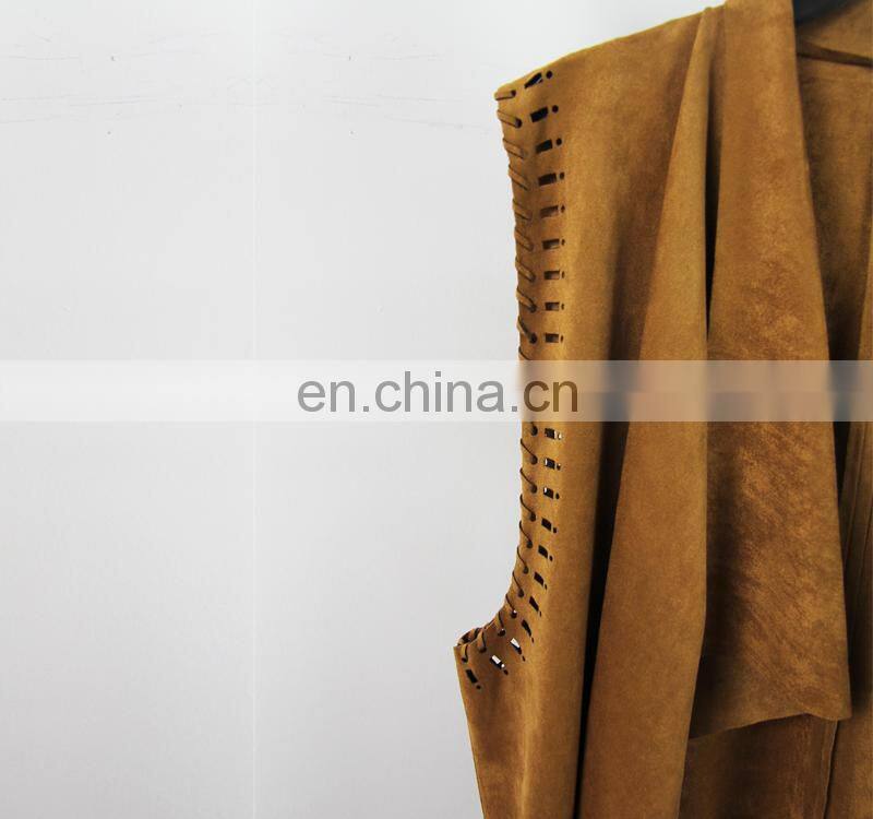 hot new products for 2016 no sleeve ladies suede coat