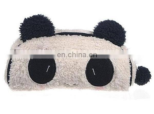 Top selling Low MOQ pencil bag with zip custom fashion cute plush panda wholesale pencil case