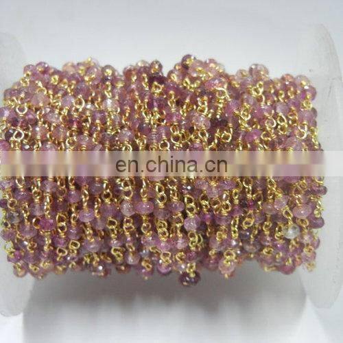 Syn Turquoise Wire Wrapped Gemstone Beaded Chain