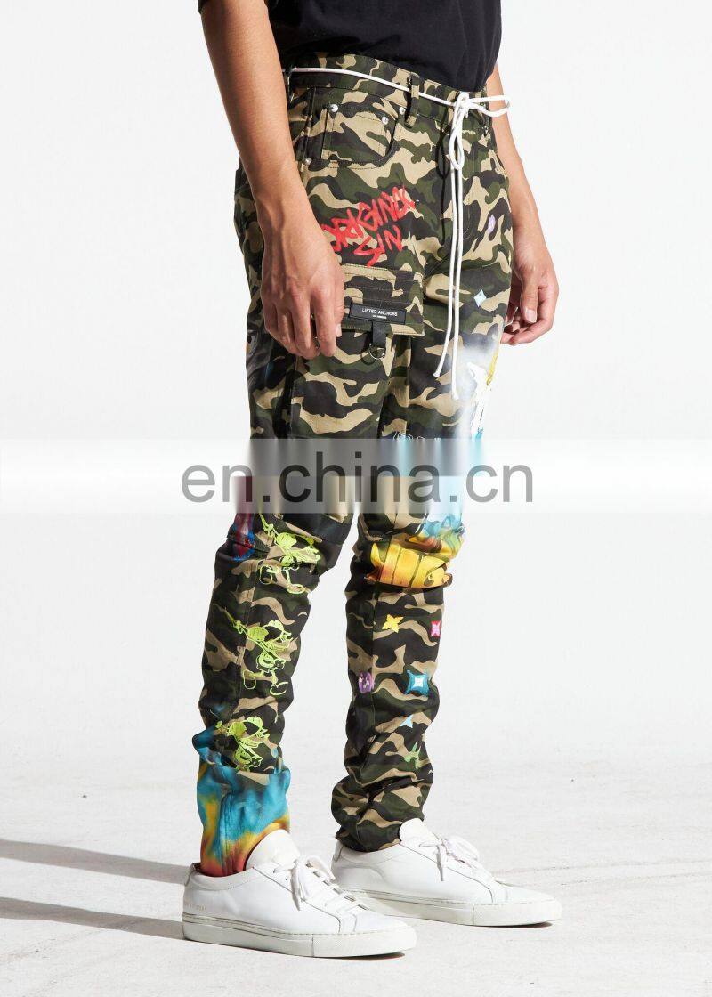 DiZNEW Military Army Cargo Camo Combat Work Jeans Pants With Printing