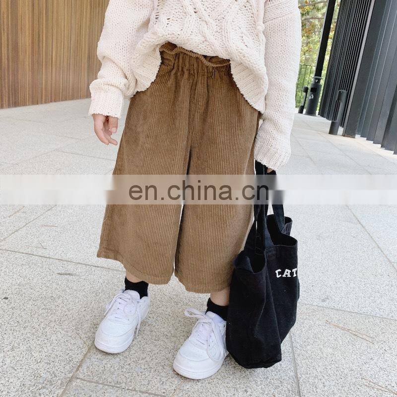 Winter Corduroy Trousers Girls Loose Pants Kids wide Corduroy leg pant for wholesale