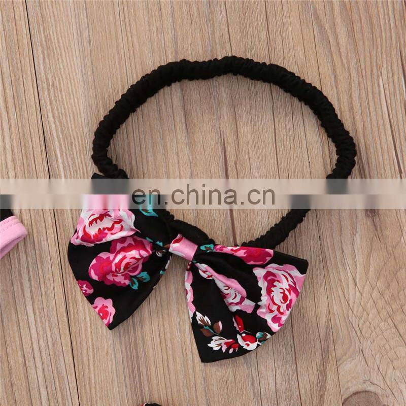 Summer Wear Clothes Little Girl Boutique Clothing Set Matching Printed Shorts 3 Piece Outfit