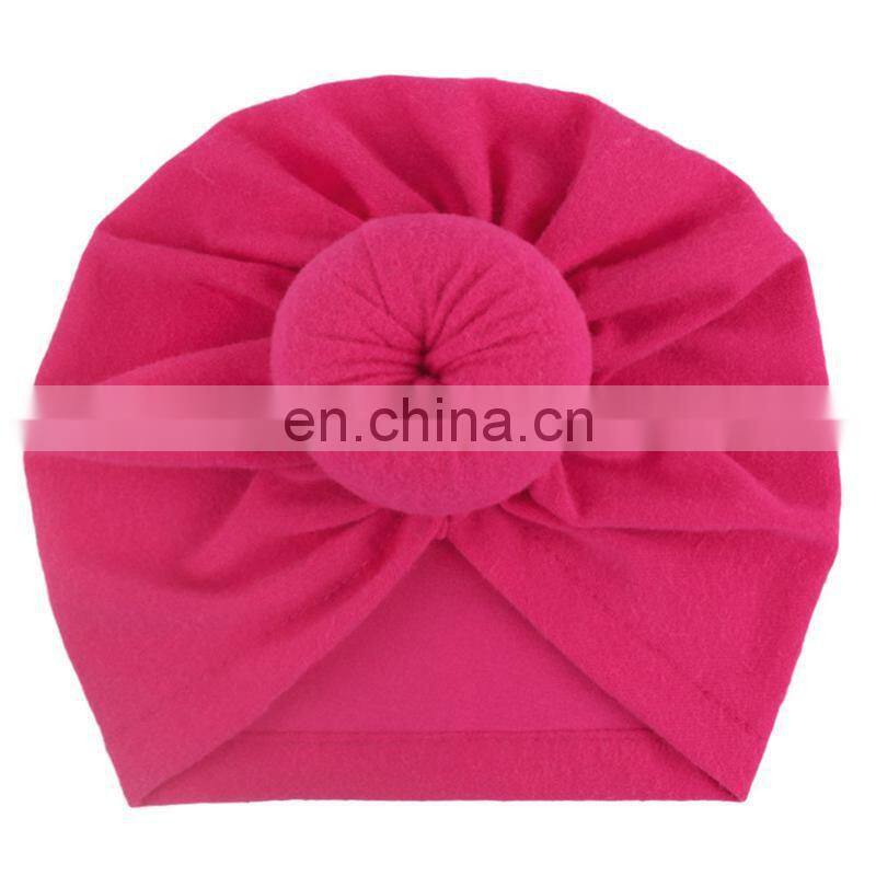 11colors Europe style organic cotton solid color rabbit ear bowknot baby turban hat free choose