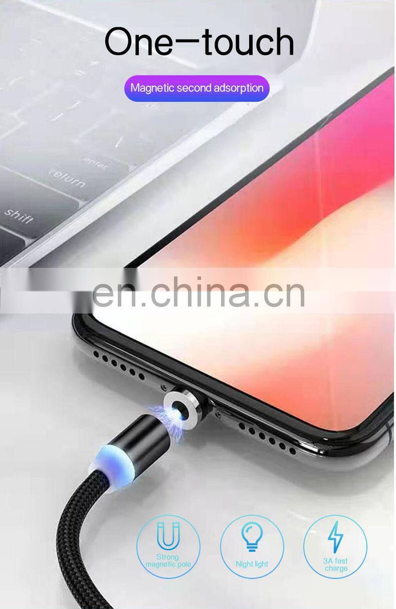 Flowing Light Led Magnetic Charging Cable Micro Usb Type C Magnet Usb Cable Streamer Phone Charger Cable For Iphone