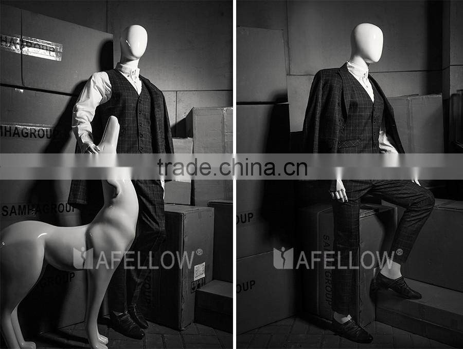 fiberglass glossy white egg head male movable joint mannequins