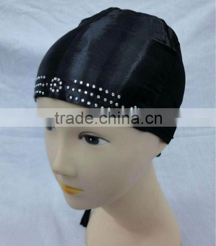 U068 HOT BEADED SATIN MUSLIM UNDERSCARFS/ISLAMIC INNER CAP