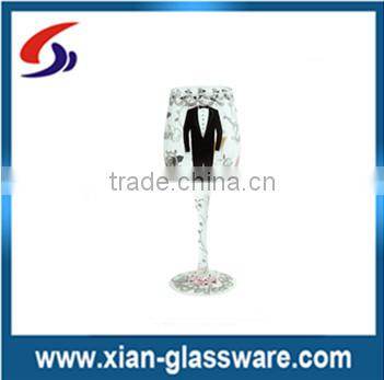 Promotional wholesales hand painted wine glass for wedding