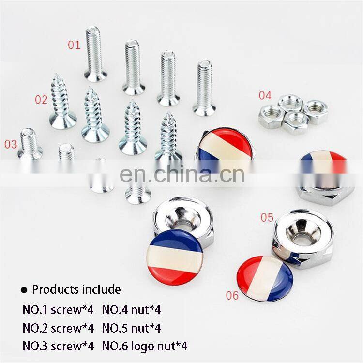 Customized Aluminum Alloy Country Flag Logo 8mm Car License Plate Bolt