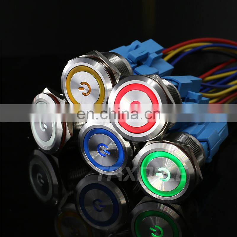 22mm Waterproof Metal Push Button Switch Momentary Latching LED Light Lamp Illumination 3-48V 100V 220V Car Auto Engine PC Start