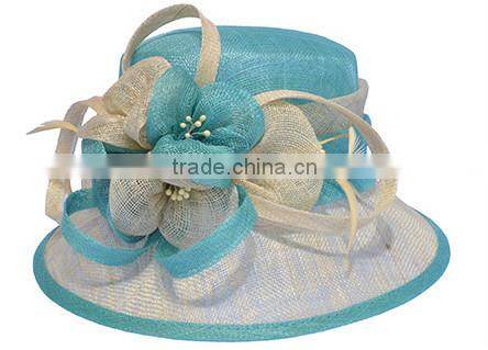 Hot Sale 100% Sinamay Fabric Women Church Hat With Big Flower