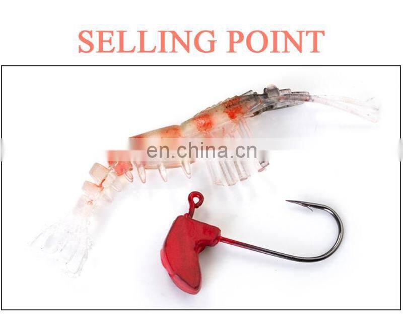 Amazon 7/10cm New Style Soft Fishing Lure Popular Wholesale Luminous Eyes Shrimp Bait With Jig Hook
