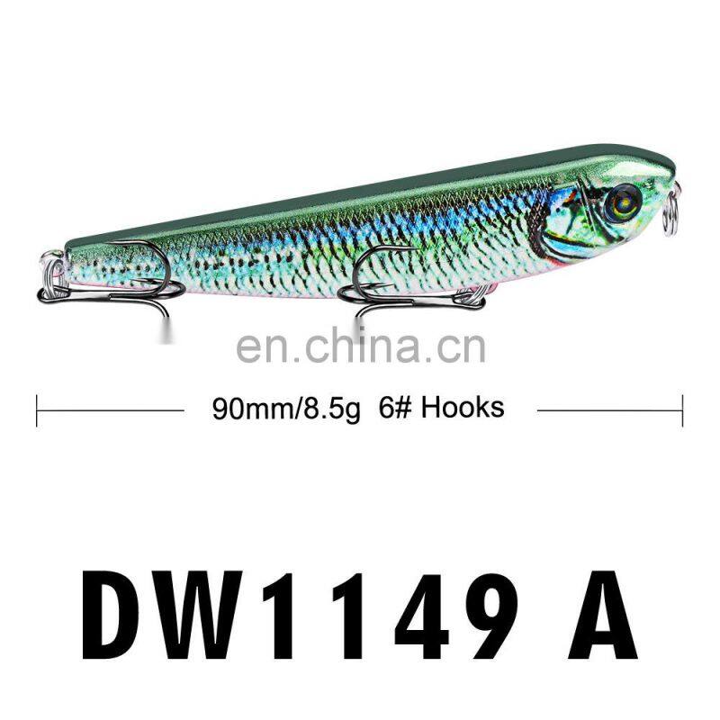 9CM Fishing Tackle Shop Pencil Luya Bait 8.5G Fake Bait 6# Black Nickel Hook