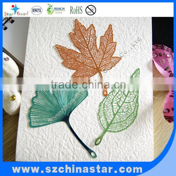 Assorted color shaped leaf bookmark from ShenZhen factory