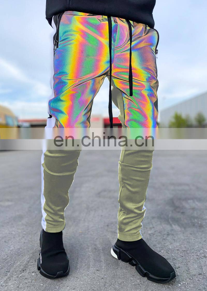 New colorful reflective trousers Europe and the United States casual plus size hip-hop trousers colorful reflective pants