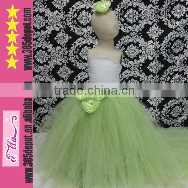 Lime Green Kids Clothes Summer 2014 Baby Girls' Long Tutu Wedding Dress
