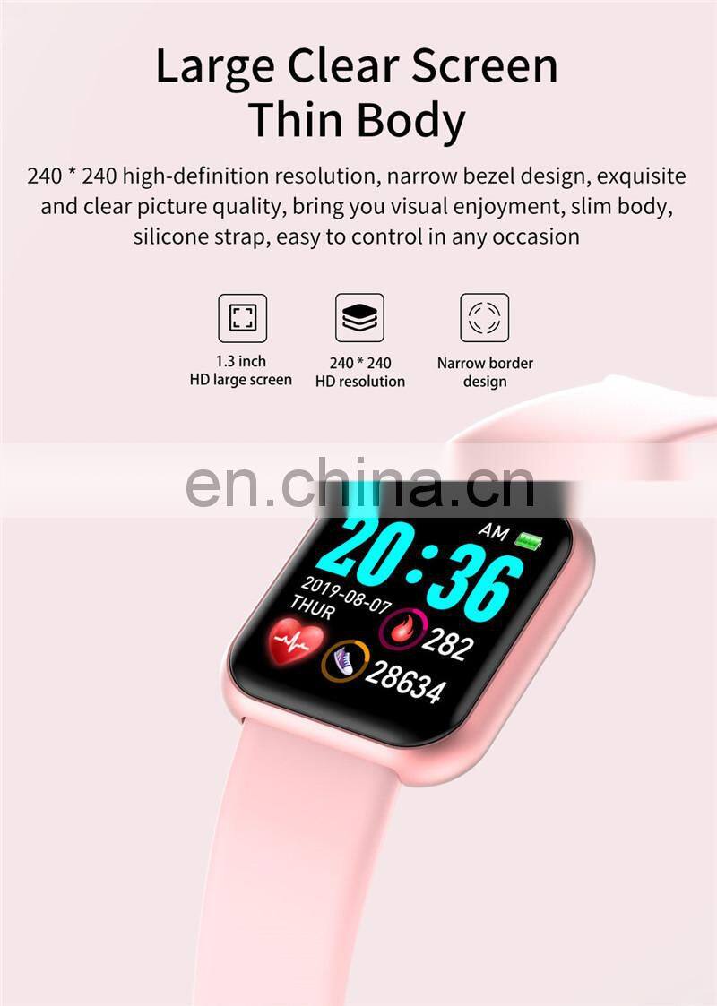 Y68 Smart Watch Heart Rate Blood Oxygen Fitness Sport Tracker Bracelet Waterproof Smartwatch Y68 D20