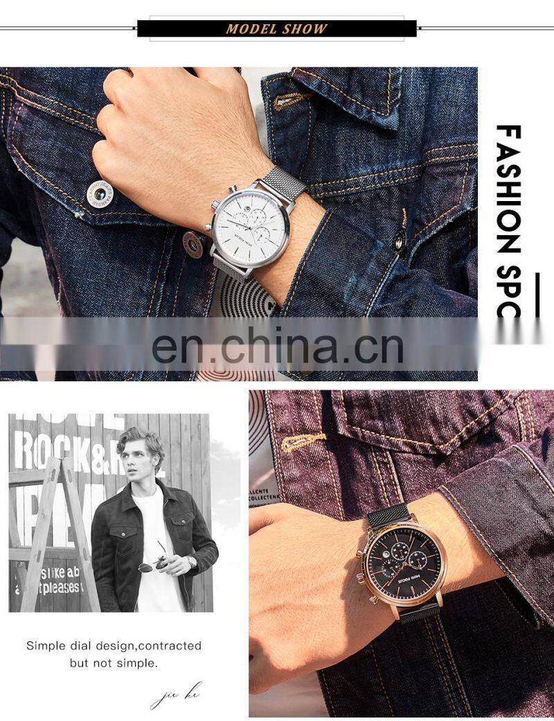 MINI FOCUS 0297G Fashion Men's Wrist Watches Luxury Design Quartz Watch Men 30m Waterproof Blue Stainless Steel Watch