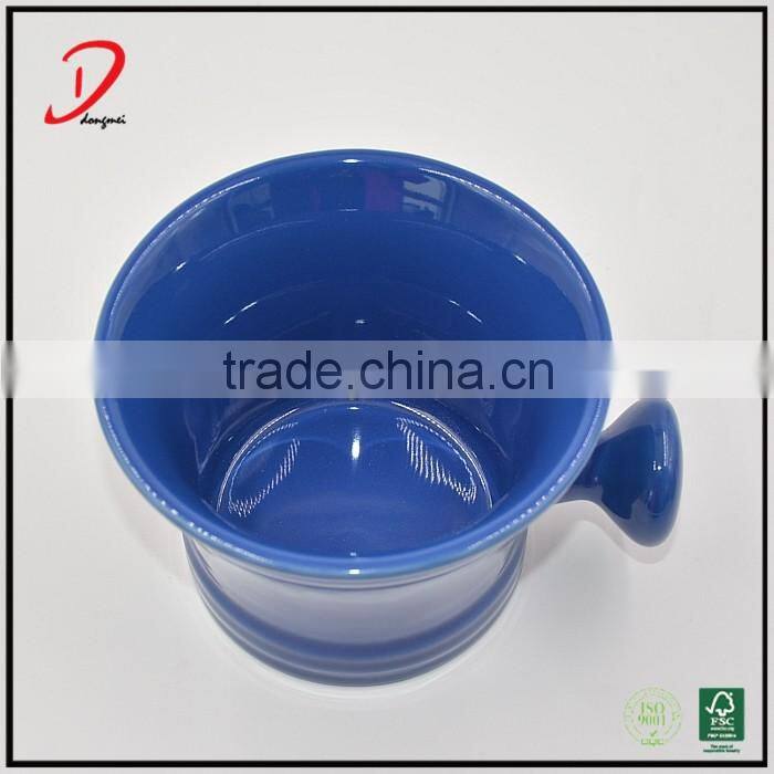 colorful ceramic shaving soap bowl with handle