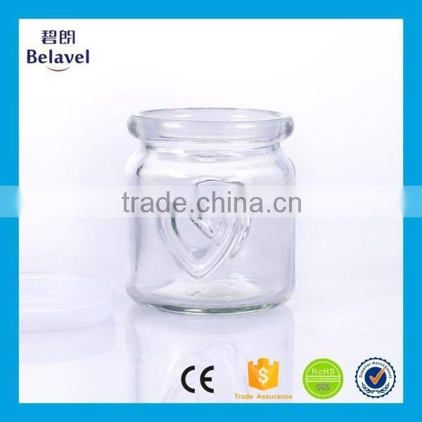 100ml engrave heart shape yoghourt glass jam jar pudding glass bottle