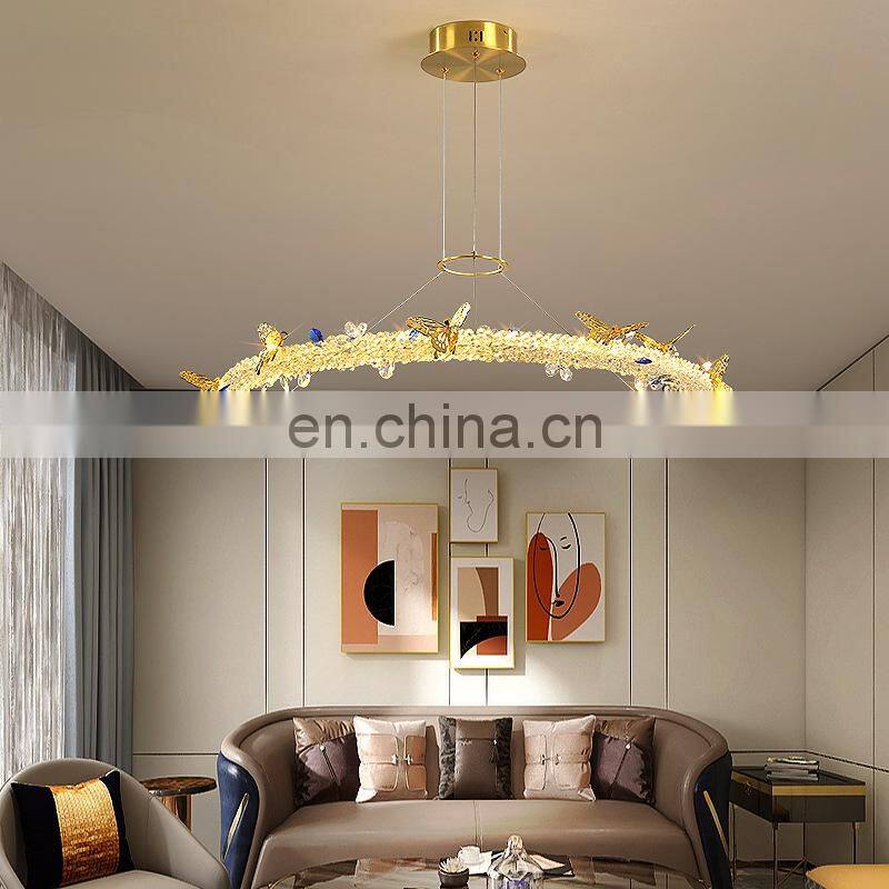 Customized Round Chandelier Hotel Bedroom Living Room Dining Room Copper Light Crystal Led Modern Luxury Chandelier