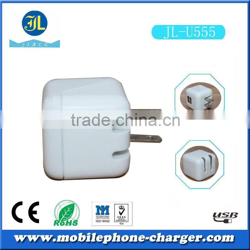Guangzhou factory direct usb travel charger with foldable plug mobile phone chargers