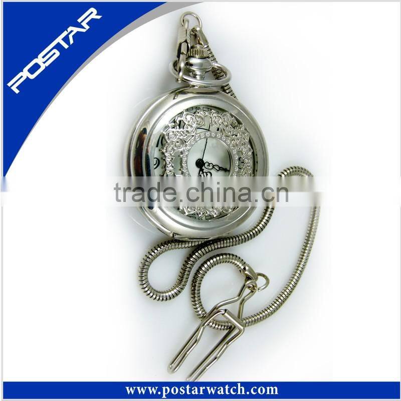 Speciality Stainless Steel Silver Empty Pocket Watch Japan Movement