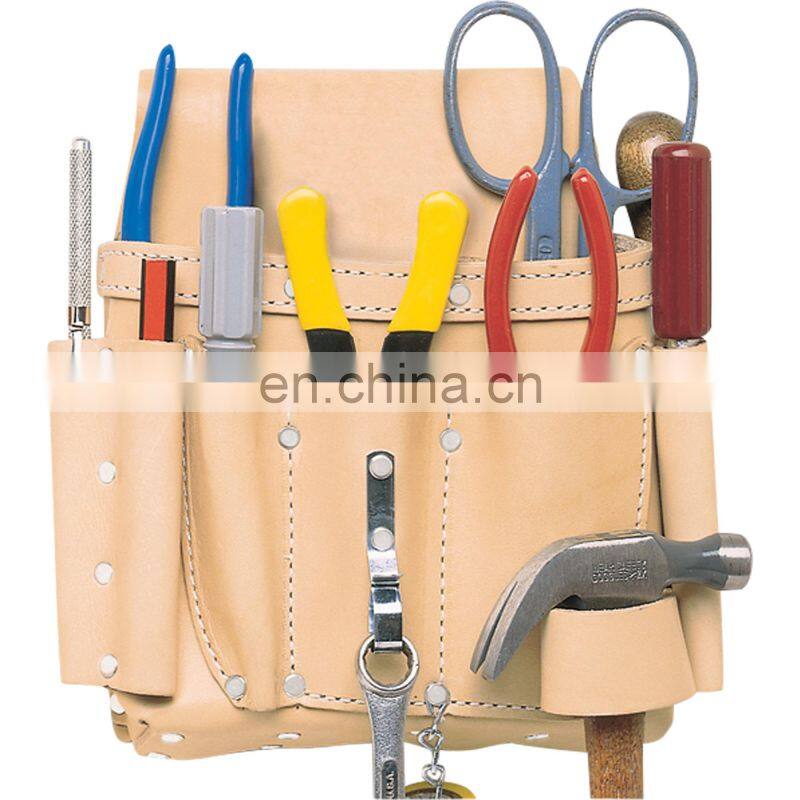 High Quality 8-Pocket Leather Electrician's Tool Pouch Bag Durable Portable Tool Belt Bag