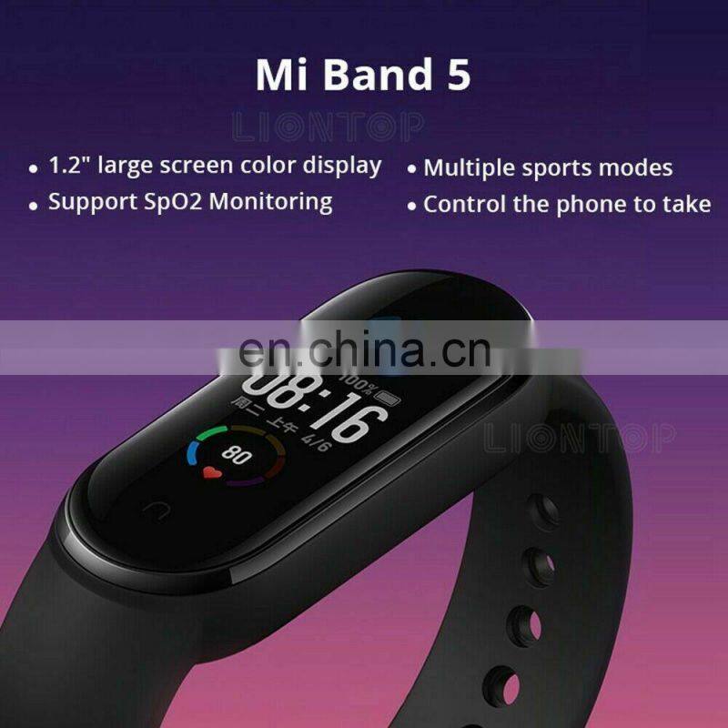 Original GLOBAL Mi Band 5 Wristband 4 Color Heart Rate Fitness Tracker BT Sport Bracelet Screen Miband 5